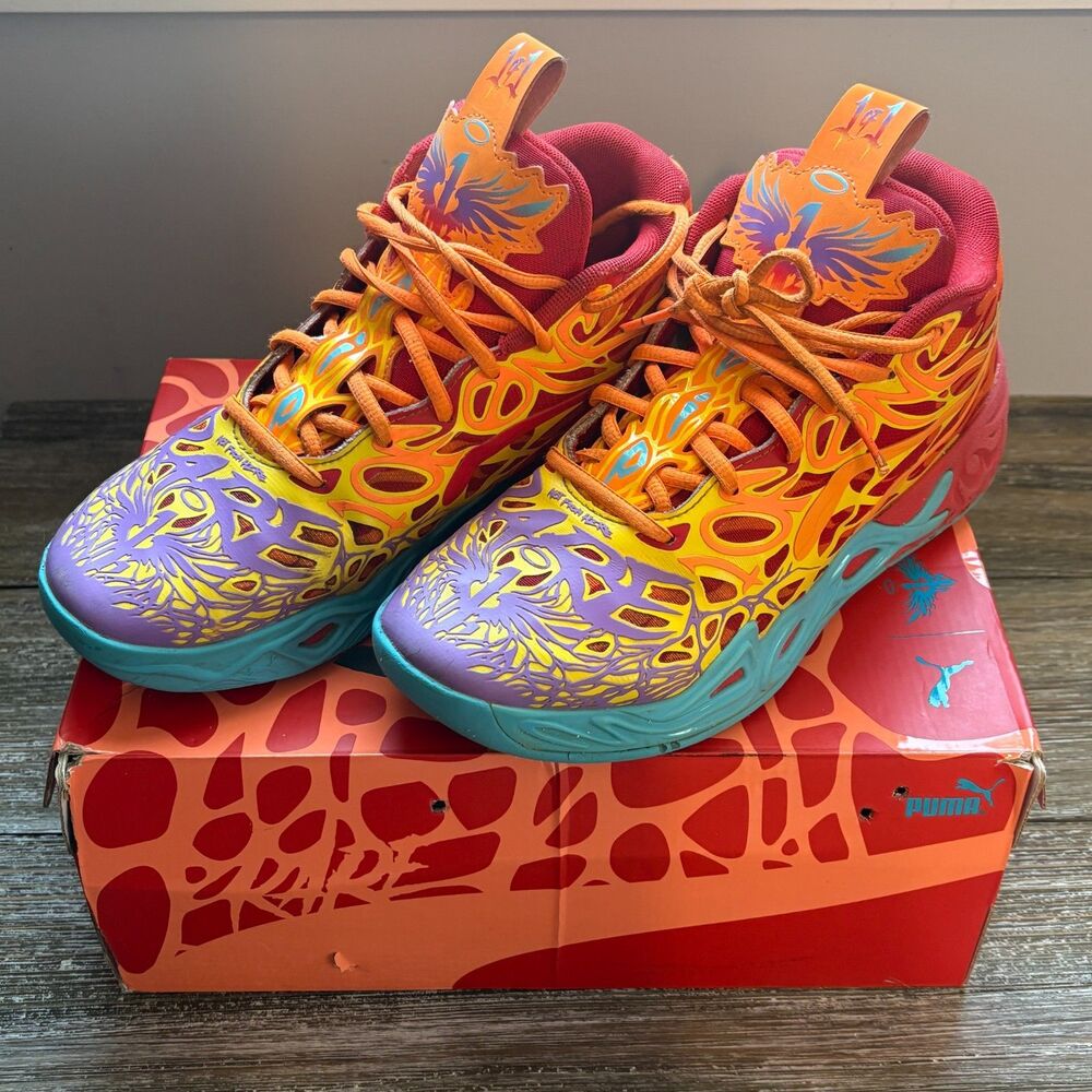 Puma MB.04 LaMelo Ball Phoenix Shoes Big Boys 7 Red Orange Glow Basketball
